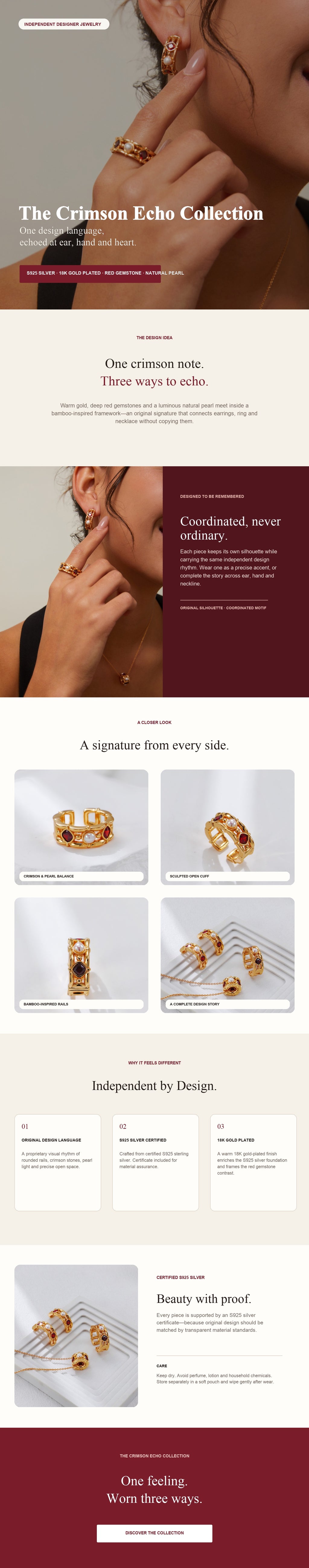 Crimson Echo Red Gemstone & Natural Pearl S925 Jewelry Collection