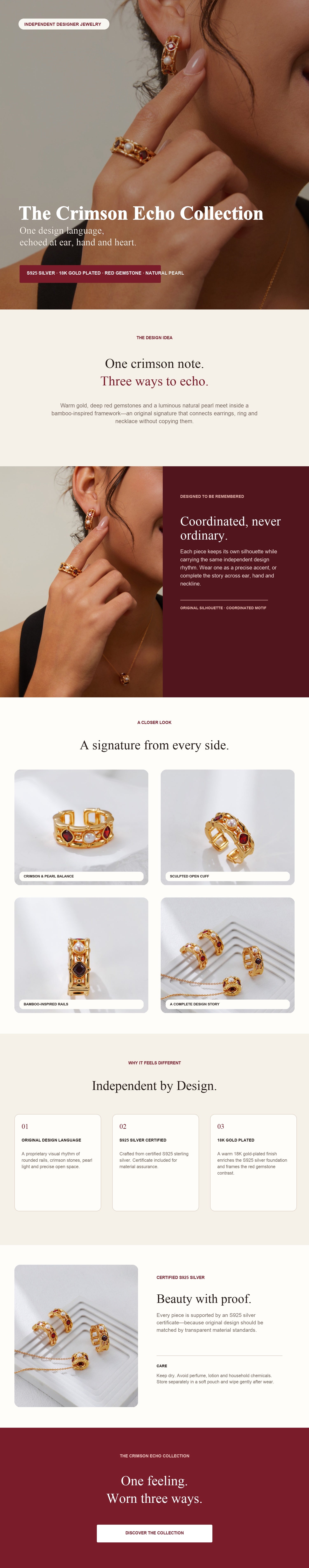 Crimson Echo Red Gemstone & Natural Pearl S925 Jewelry Collection