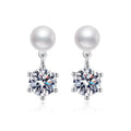 1 CT.Pearl Six-claw Moissanite Earring