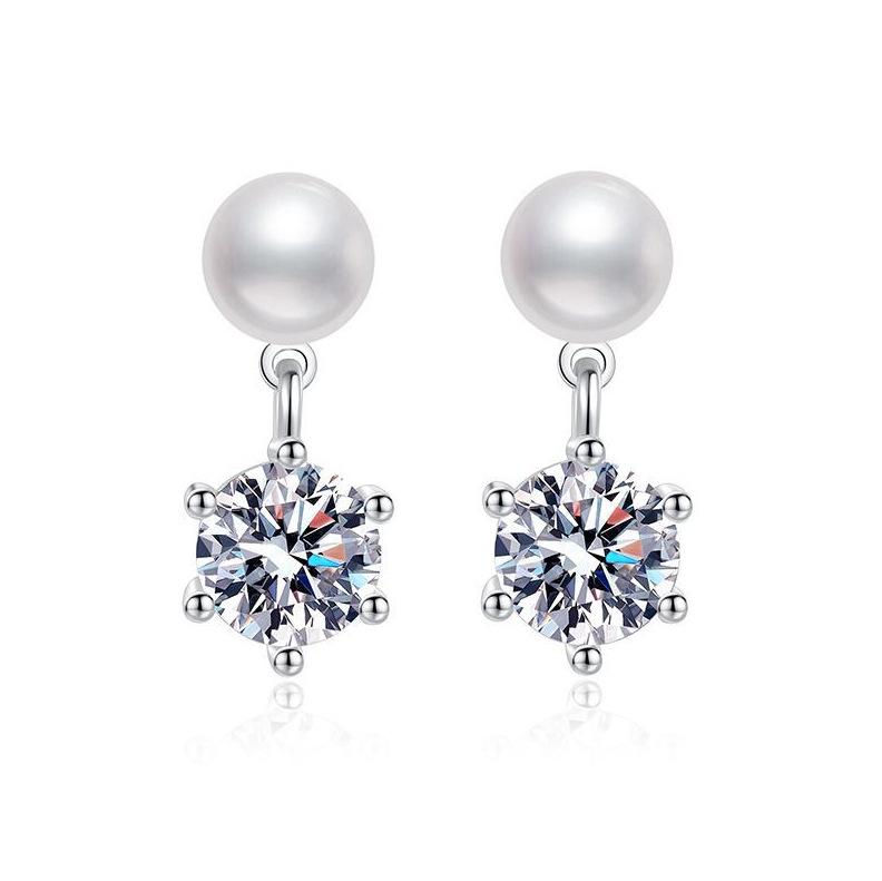 1 CT.Pearl Six-claw Moissanite Earring