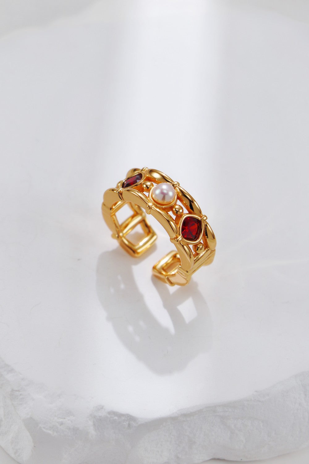 Crimson Echo Red Gemstone & Natural Pearl S925 Jewelry Collection