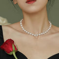 165Classic Elegant White Pearl Choker Necklace