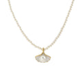 166Ginkgo Shell Pearl Pendant Necklace