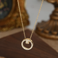 168Gold Pavé Crystal Circle Pendant Necklace