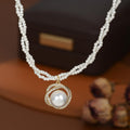170.Twisted Pearl Strand Necklace with Crystal Swirl Pearl Pendant