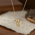 171Gold Teddy Bear Star Multi-Charm Necklace
