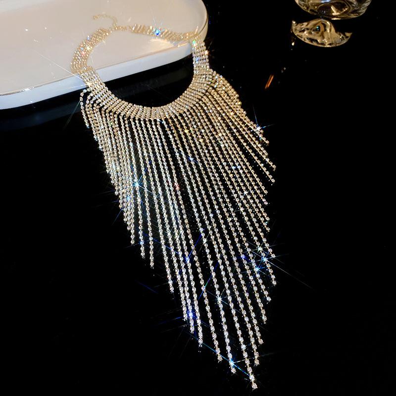 Glod Tassel Statement Necklace