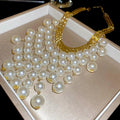 Vintage French Pearl & Gold Chain Layered Necklace