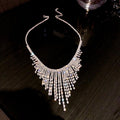 89Silver Luxury Full-Pavé V-Shaped Tassel Necklace