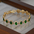 103Vintage French Emerald Green Gemstone Bracelet