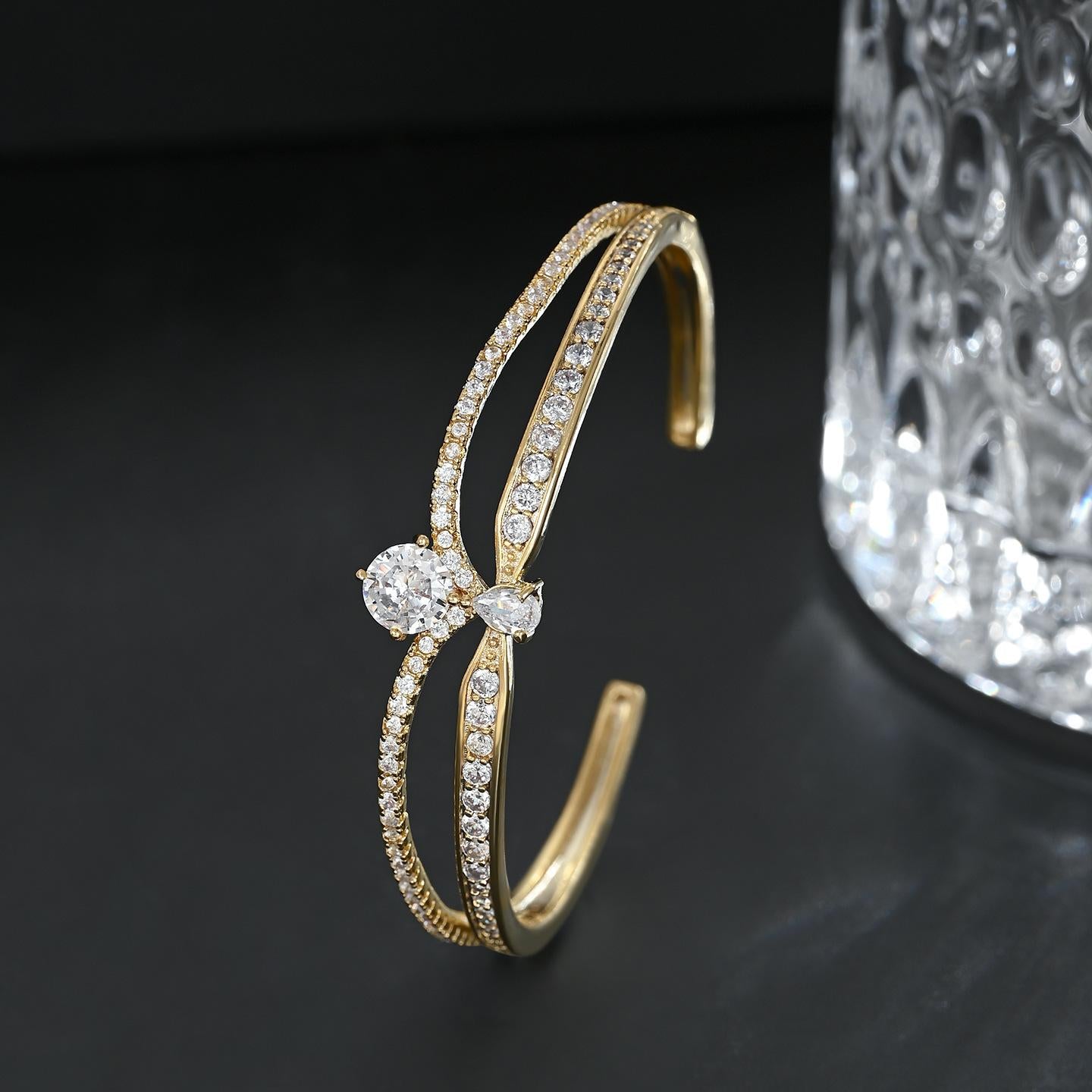 106Chic Initial "C" Statement Pavé Cuff Bangle