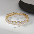 113Vintage French Hollow Carved Pavé Crystal Bracele
