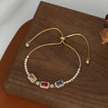 119Luxury Colorful Gemstone Starburst Chain Bracelet