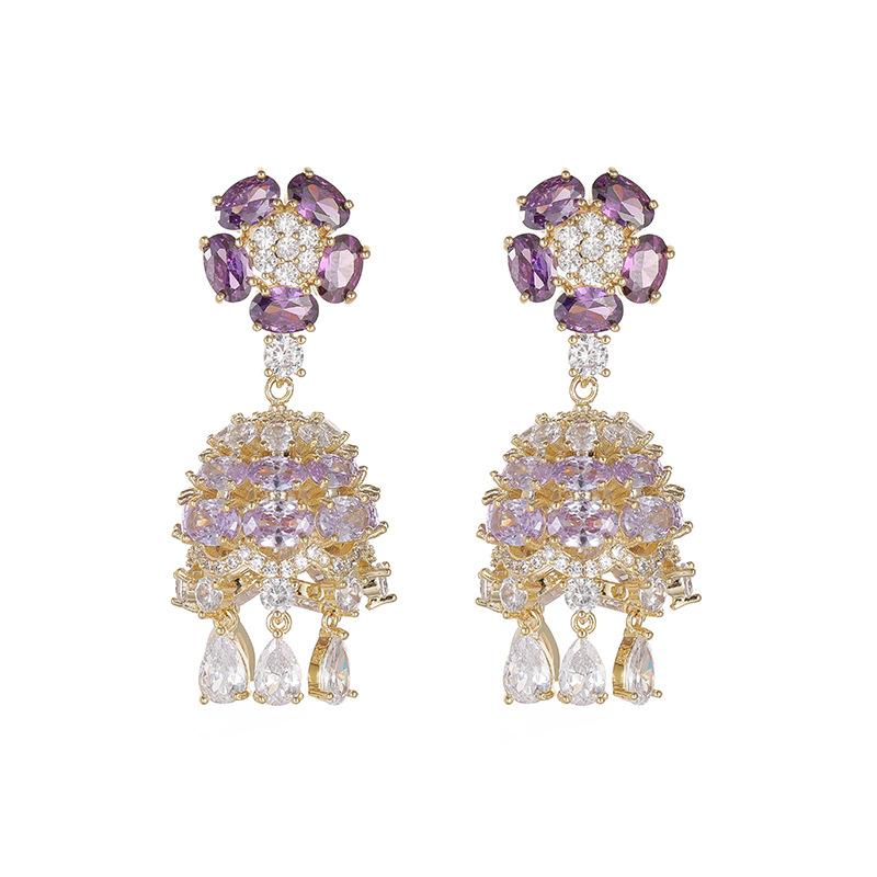 127Vintage Baroque Amethyst & Pearl Drop Earrings