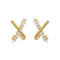 130Minimalist Criss-Cross Pave Earrings