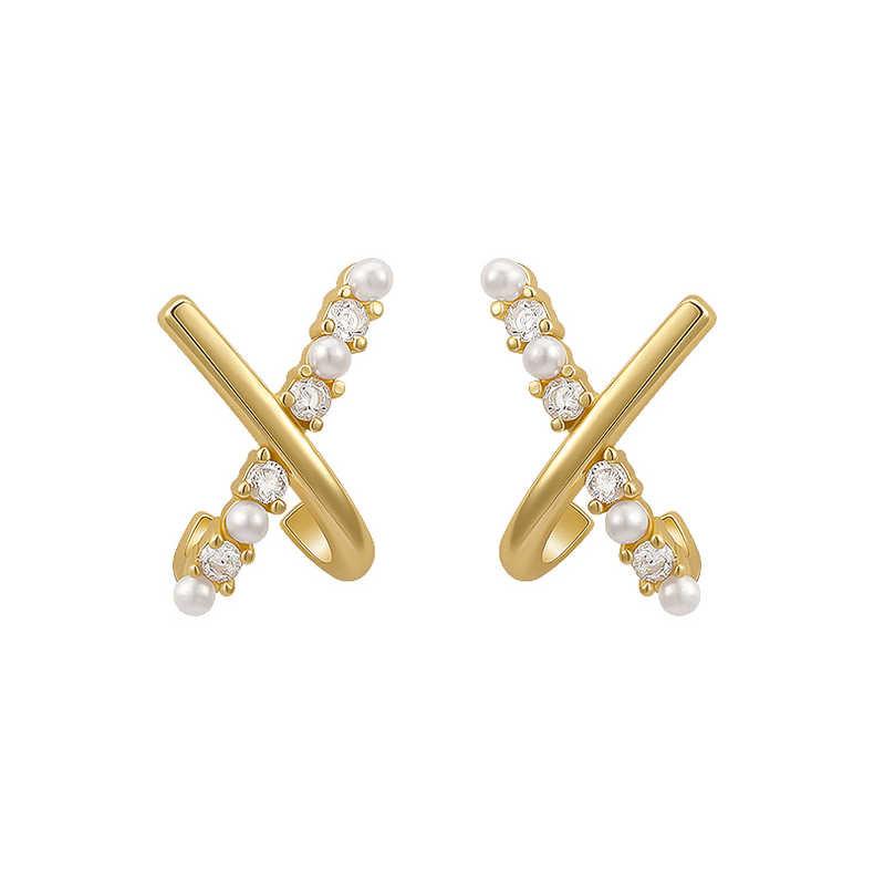 130Minimalist Criss-Cross Pave Earrings