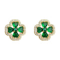 Lucky Clover Emerald Studs