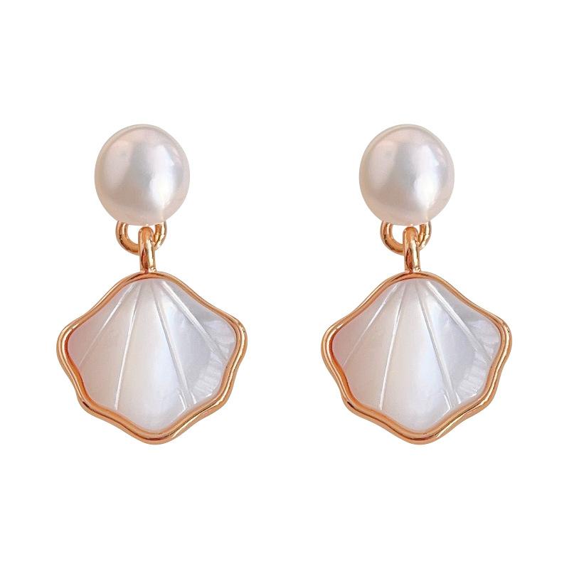 Shell Pearl Drop Earrings