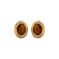 159Vintage Amber Oval Gold-Rimmed Stud Earrings