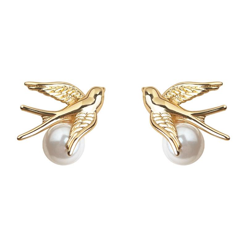 Vintage Bird Pearl Earrings