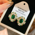 Vintage Emerald & Diamond Stud Earrings