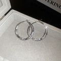 Minimalist Silver Double Band Cross earring