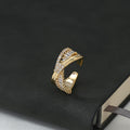 174-175.Multi-Layer Baguette Crystal Open Band Ring (Silver & Gold)