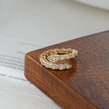 178-179.Pavé Crystal Snake Wrap Open Ring (Gold & Silver)